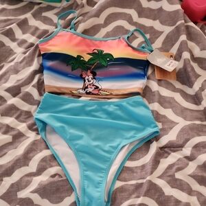 Disney Blue and Multicolor One Piece Swimsuit